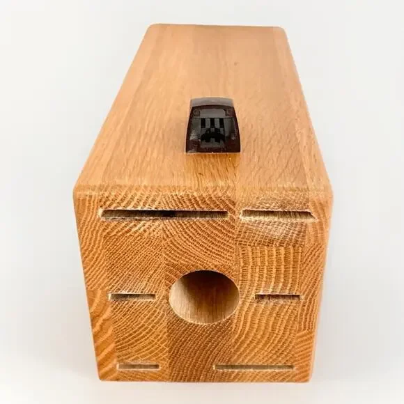 Cutco 6 Slot Wood Knife Block Scissor Sharpener Holder Kitchen Honey Oak USA - Picture 2 of 6